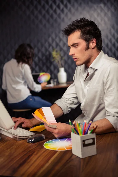 Creative businessman working on computer — Stock Photo, Image