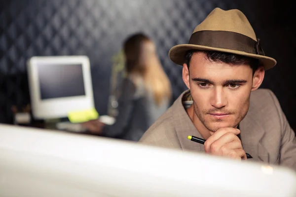 Creative businessman using computer — Stock Photo, Image