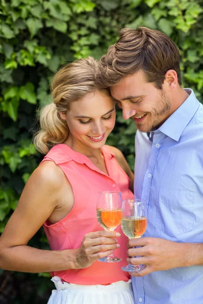 Couple toasting wineglasses — Stock Photo, Image