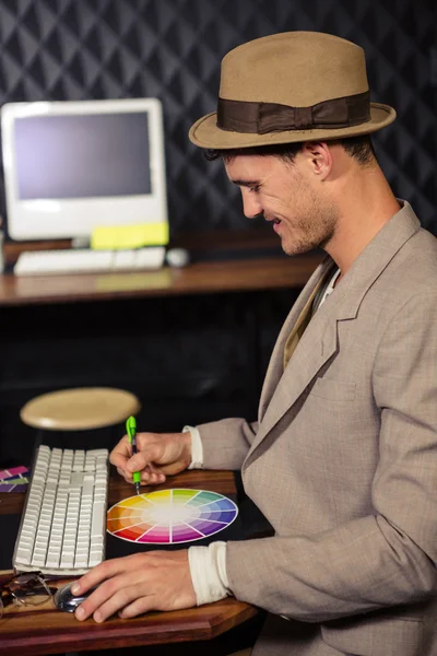 Creative businessman using computer — Stock Photo, Image