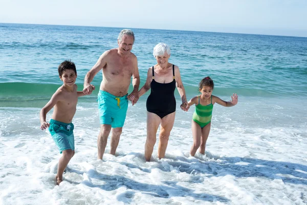 Grandchildren enjoying with grandparents — Stock Photo, Image