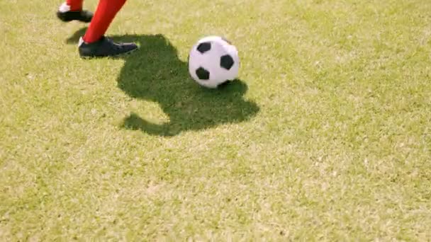 Jugador de fútbol driblando la pelota — Vídeo de stock