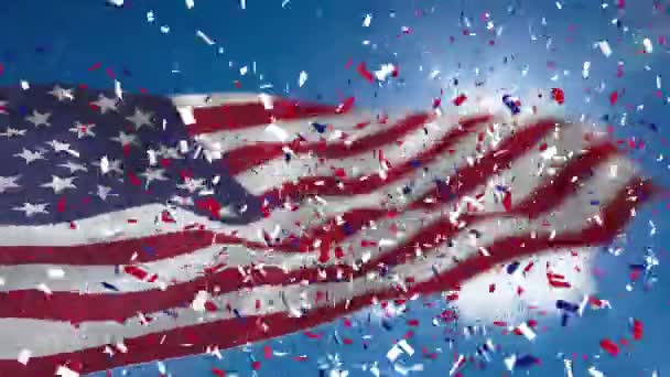 Video of American flag and confetti — Stock Video