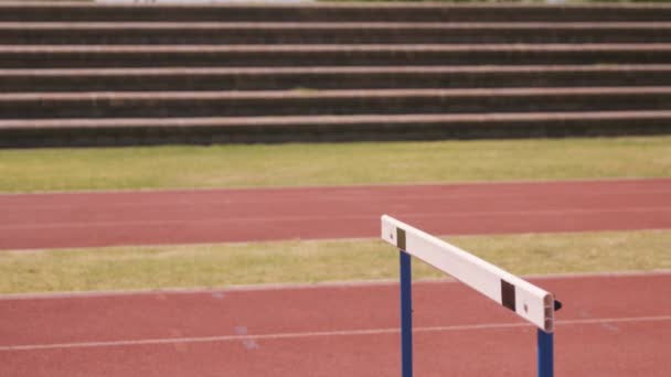 Sportsperson doing hurdle race — Stock Video