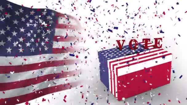 Videó az amerikai zászló és a szavazólapon doboz — Stock videók
