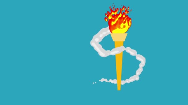 Номер 2016 с олимпийским факелом в центре — стоковое видео