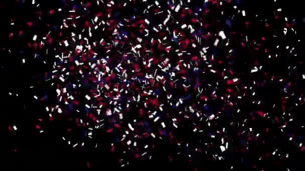 Confetti in de kleuren van de Amerikaanse vlaggen — Stockvideo