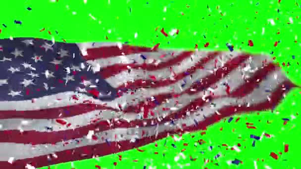 Video van de Amerikaanse vlag en confetti — Stockvideo