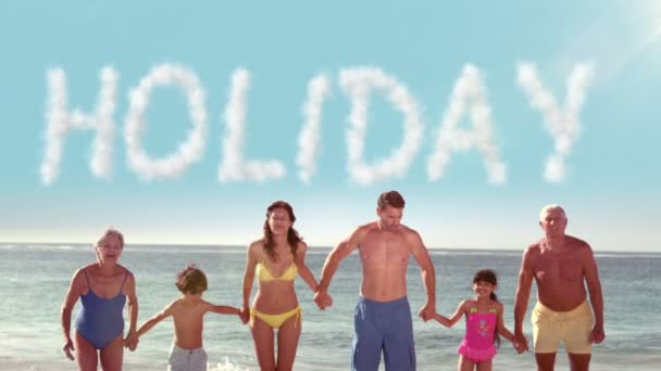 Familjen hoppa över ord holiday — Stockvideo