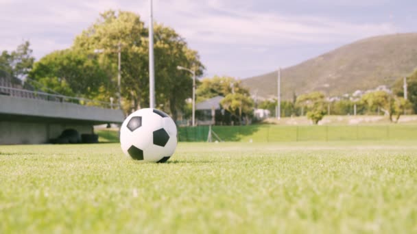 Joueur de football donnant un coup de pied au ballon — Video