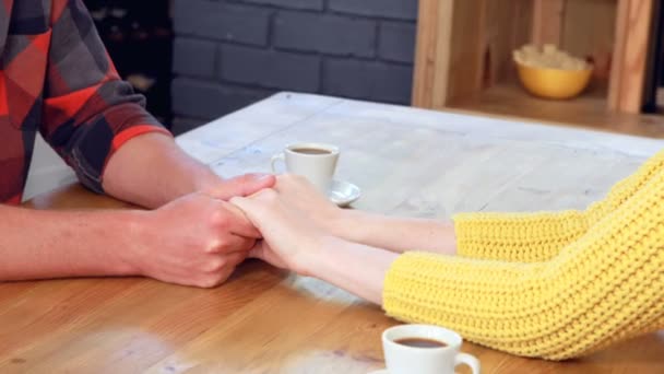 Sonriente pareja cogida de la mano — Vídeo de stock