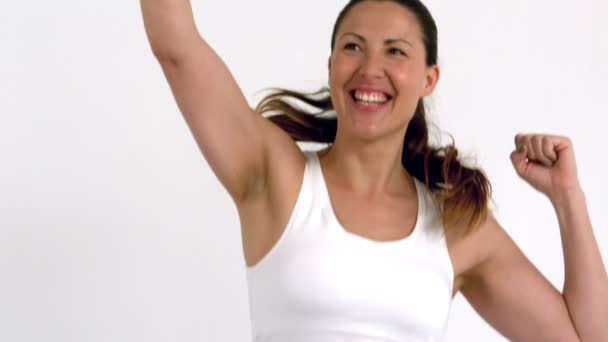 Happy woman cheering — Stock Video