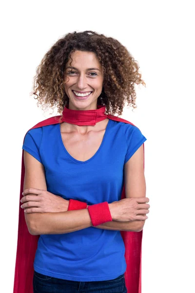 Женщина, притворяющаяся супергероиней — стоковое фото
