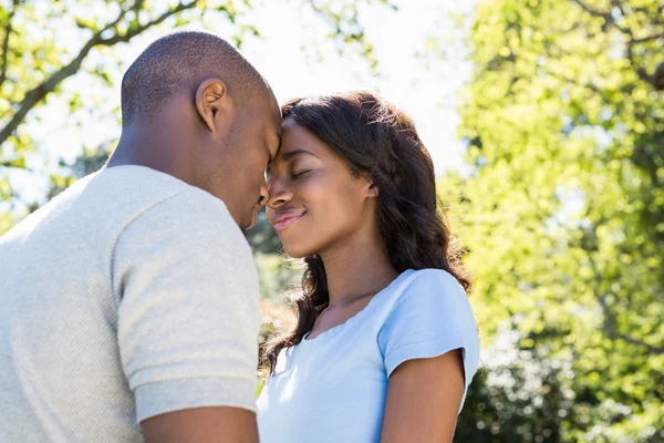 Couple standing face to face in park — Stock Photo, Image