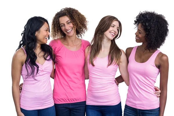 Women in pink outfits standing together — Stock Photo, Image