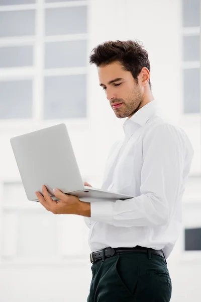 Uomo d'affari che utilizza laptop — Foto Stock