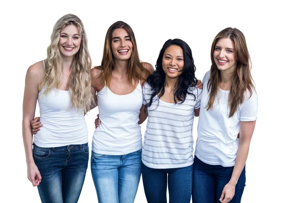 Women standing together with arms around — Stock Photo, Image