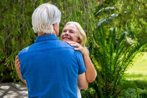 Senior couple embraing at park — Stock Photo, Image