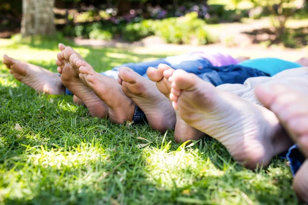 Děti leží na trávě — Stock fotografie
