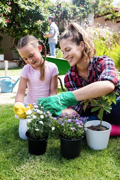 Mother and Daughter Gardening Together — стоковое фото