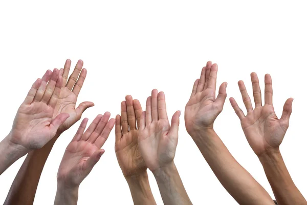 Women raising hands up — Stock Photo, Image