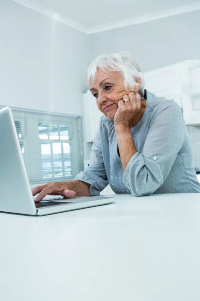 Seniorin mit Laptop — Stockfoto