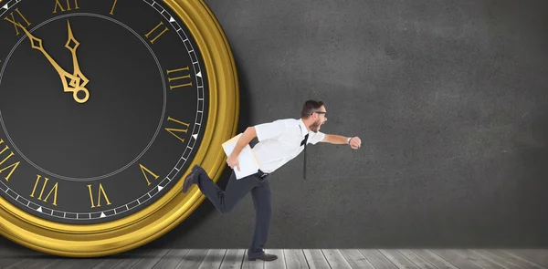 Young businessman running late — Stock Photo, Image