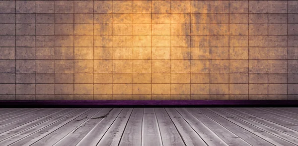 Piso de madeira contra imagem de parede — Fotografia de Stock