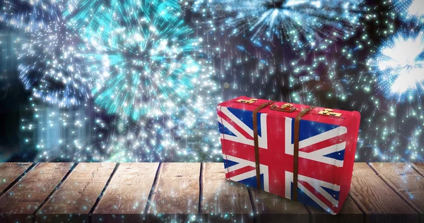 Britain flag on suitcase — Stock Photo, Image