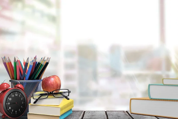 School supplies on desk — Stock Photo, Image