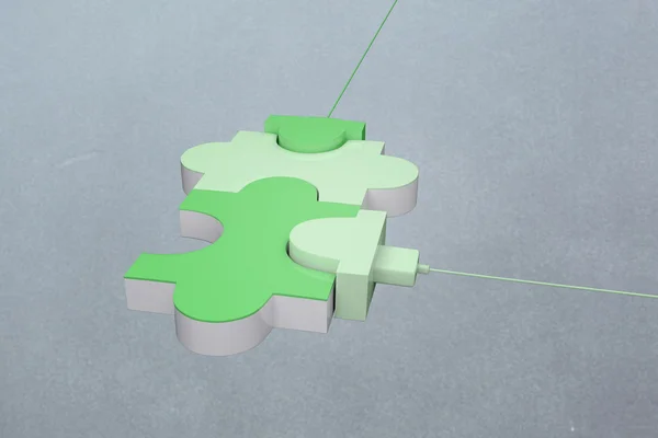 Composietbeeld van groene USB-puzzel — Stockfoto