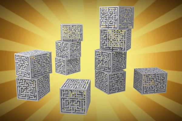 Cubes de labyrinthe contre le design linéaire — Photo