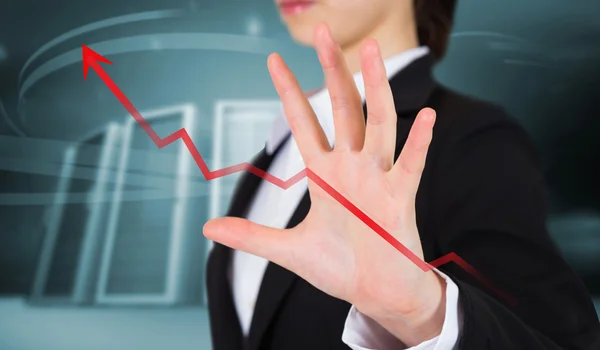 Businesswoman presenting progress arrow — Stock Photo, Image