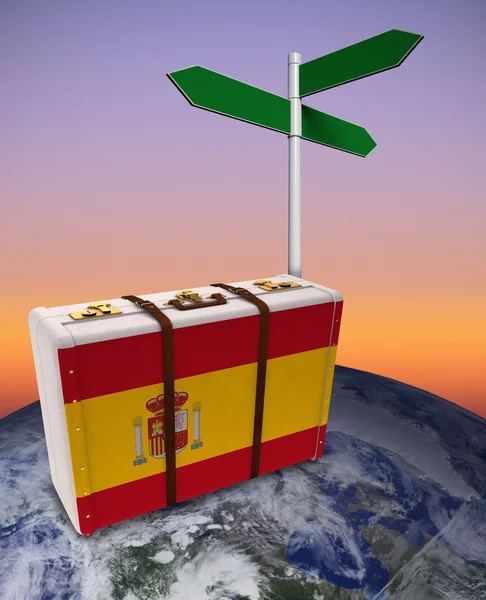 Flaga Hiszpania na walizkę — Zdjęcie stockowe