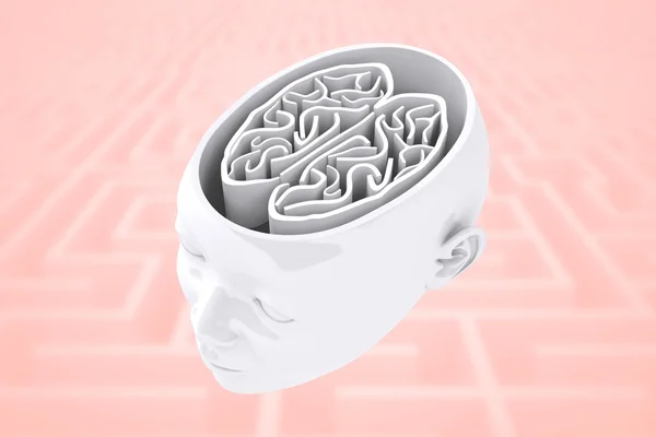 Maze as brain against difficult puzzle — Stock Photo, Image