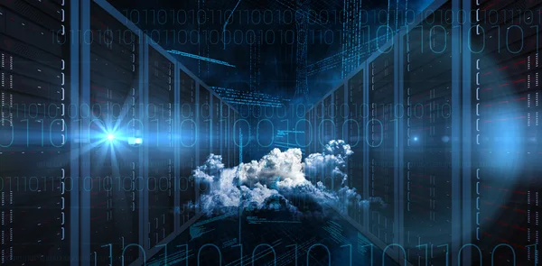 Wolken tegen illustratie van virtuele data — Stockfoto