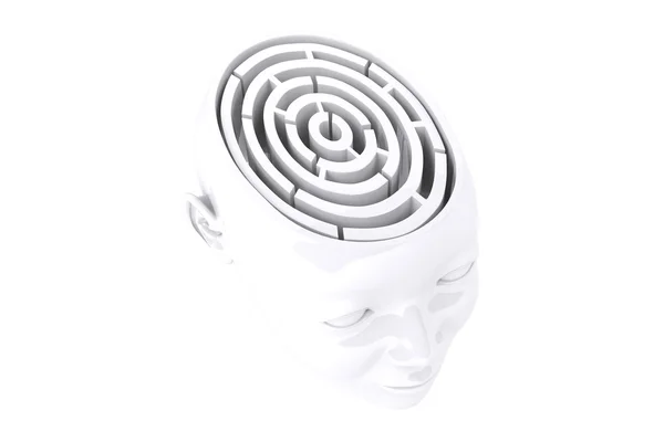 Labyrinth als Gehirn vor weißem Hintergrund — Stockfoto