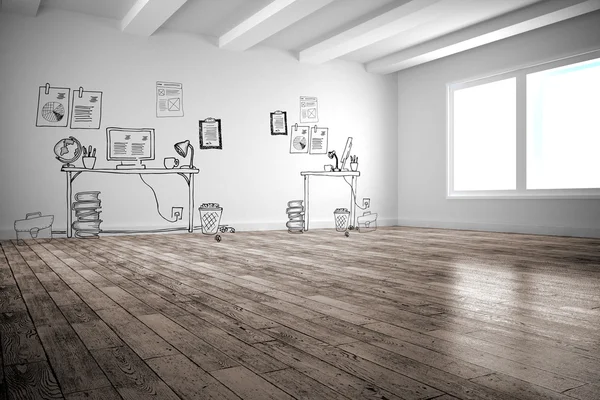Doodle office in hallway — Stock Photo, Image