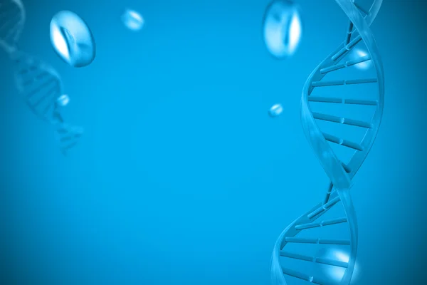 Hélice de dna contra fundo azul — Fotografia de Stock