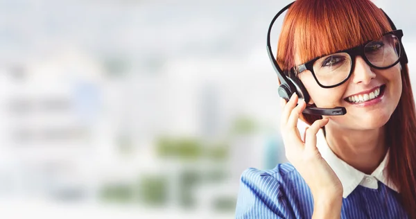 Hipster woman with headset — Stock Photo, Image
