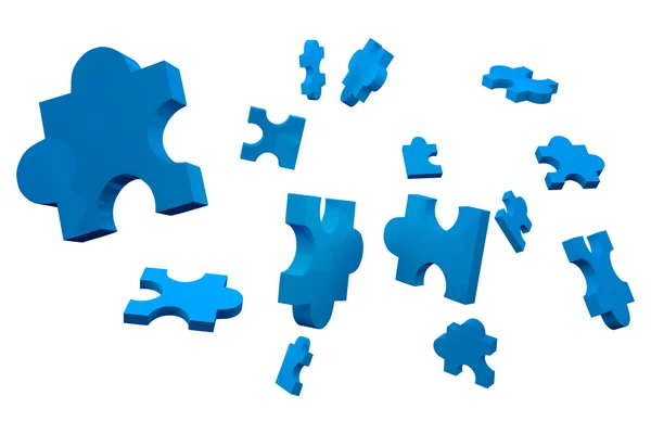 Jigsaw pieces on white texture — Stock Photo, Image