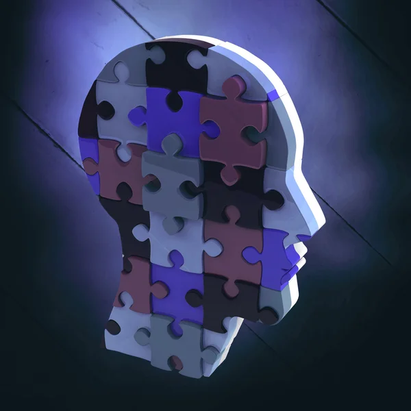 Head made of jigsaw pieces — Stock Photo, Image