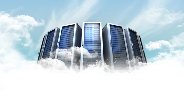 Server towers against blue sky — Stock Photo, Image