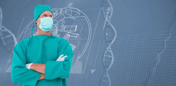 Surgeon standing arms crossed looking away — Stock Photo, Image