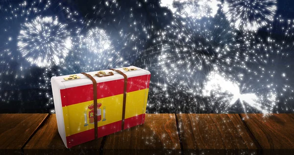 Spain flag on suitcase — Stock Photo, Image