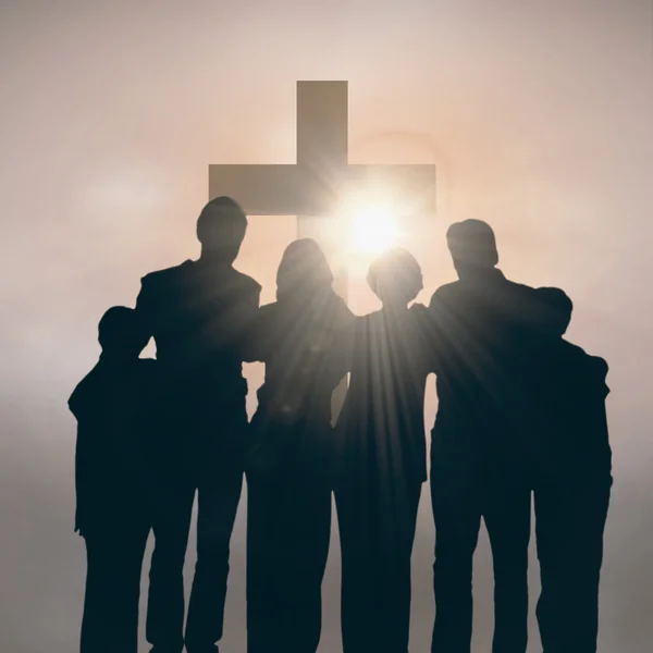 Family standing against a white background — Stock Photo, Image