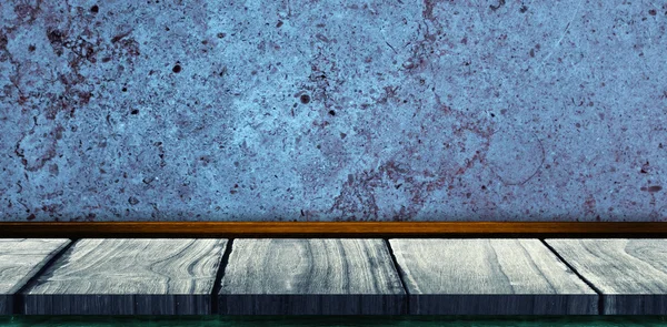 Mesa de madera contra pared de textura —  Fotos de Stock