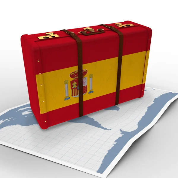 Spain flag on suitcase — Stock Photo, Image