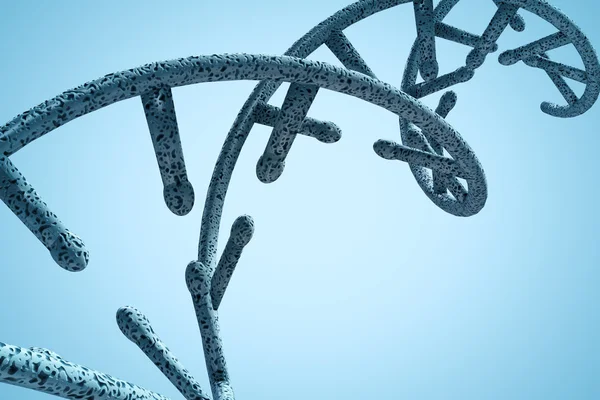 Hélice de ADN contra fondo azul — Foto de Stock