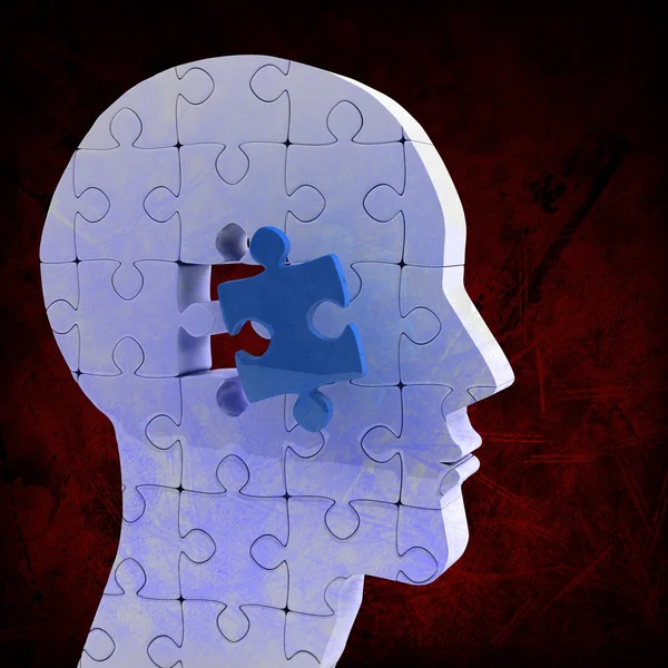 Brain with jigsaw piece — Stock Photo, Image